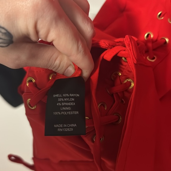 Michael Costello x Revolve Red Anyssa Dress - Picture 4 of 6